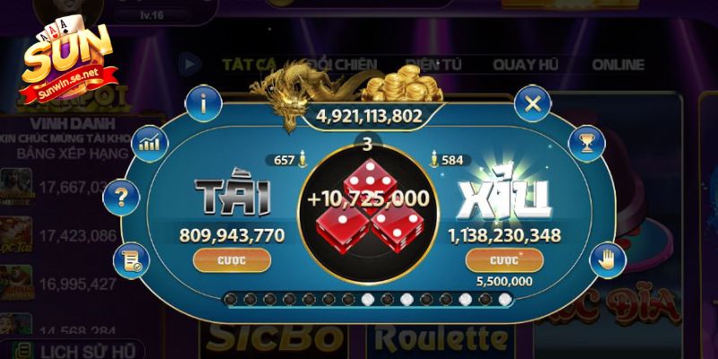 Giao diện tài xỉu Sunwin được phối màu bắt mắt